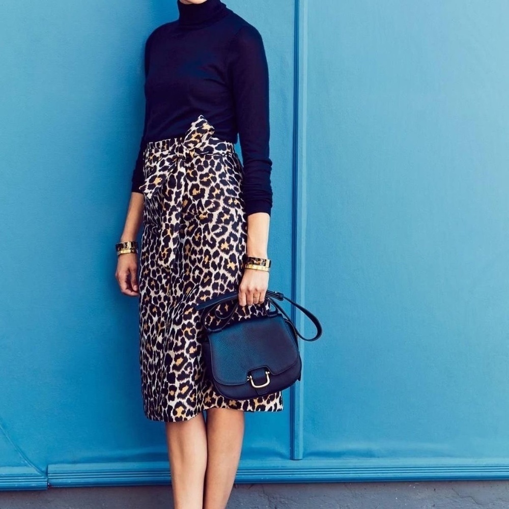 *FIRM PRICE* J. Crew leopard print midi skirt with matching belt